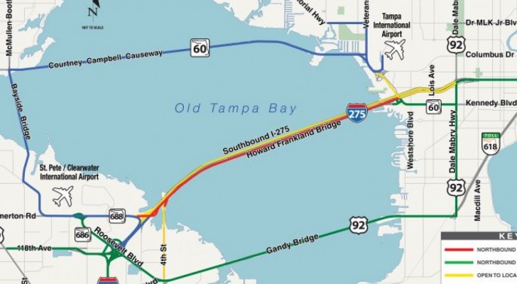 I-275 Northbound on Howard Frankland Bridge Closing Tuesday Night